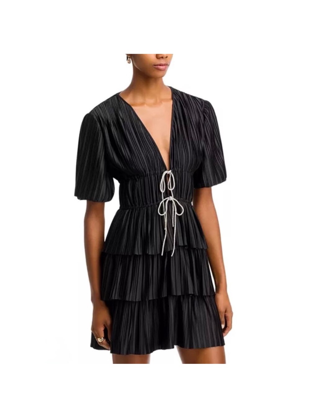 NWT WAYF "Thinking of You" Black Tiered Mini Dress